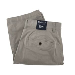 New Tommy Hilfiger TH Flex Straight Fit Chino‎ Pleated Pants Men Size 33 x30